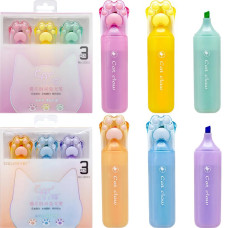 ¡Oferta especial! Set de marcadores fluorescentes con diseño de huella de gato de 3 colores 12013-H