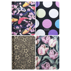 Cuaderno 14*9,5 cm "Mandarín" 64 hojas, tapa dura, papel celuloide de 60 g/m², lámina metálica 9544/-45/-46/-47