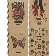 A5 Notebook "Mandarin Kraft" 80 sheets, hard cover, spiral, 60g/m2 cell, 9593/-94/-98/-99
