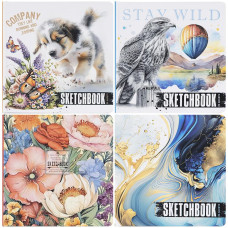 Cuaderno de bocetos 200*200 mm "Mandarín" 24 hojas, tapa dura, hoja en blanco 9580/-81/-82/-83
