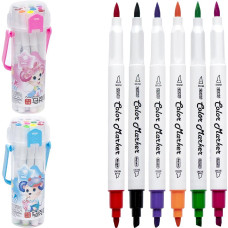 ¡Oferta especial! Set de 12 rotuladores de doble punta de colores para dibujar (233-12) en caja de plástico.