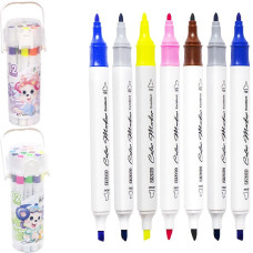 ¡Oferta especial! Set de 12 rotuladores de dibujo de colores 241-12, punta biselada/redonda, en caja de plástico.