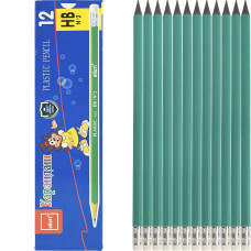 Ellott ET665-12 Elastic Pencil with Eraser, HB#2, Dark Body