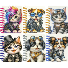 Cuaderno A7 "Fresh", 64 hojas, espiral, papel blanco de 70 g/m², 9842-9847