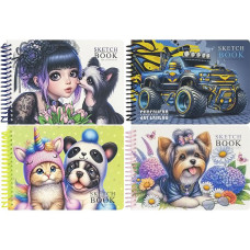 Cuaderno de bocetos B6 "Fresh", 24 hojas, espiral, hoja en blanco, 100 g/m², 9852/-53/-54/-55