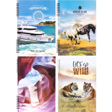 A4 Calico Notebook, 80 sheets, spiral, hardcover, BA480S
