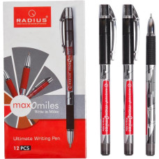 Bolígrafos Max-O-Miles RADIUS Print, 12 unidades, color negro (779290)