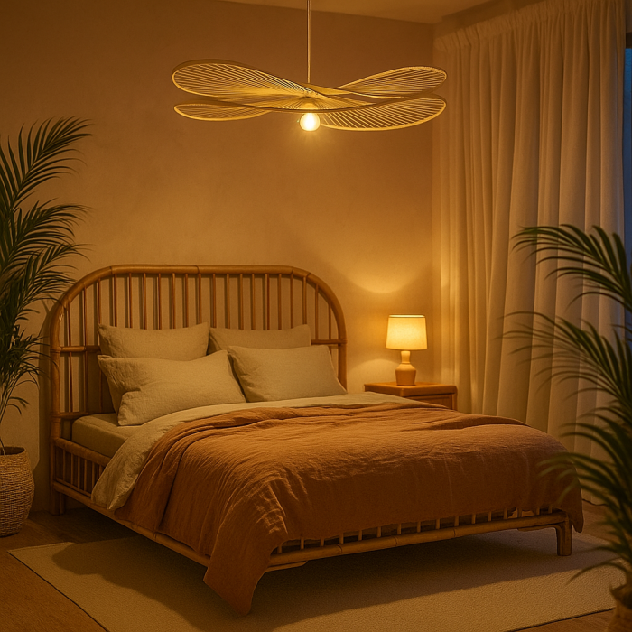 Lámpara de Techo DKD Home Decor Marrón Bambú 50 W 100 x 100 x 25 cm