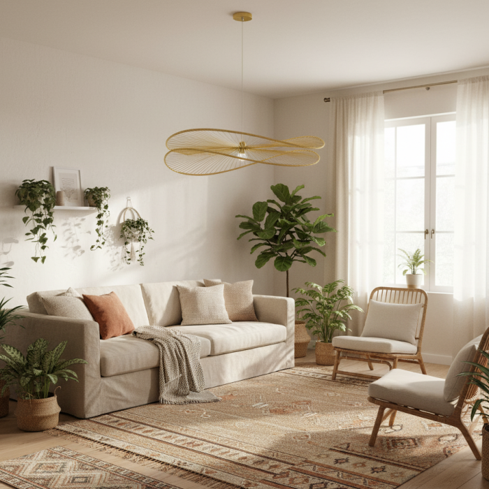 Lámpara de Techo DKD Home Decor Marrón Bambú 50 W 100 x 100 x 25 cm