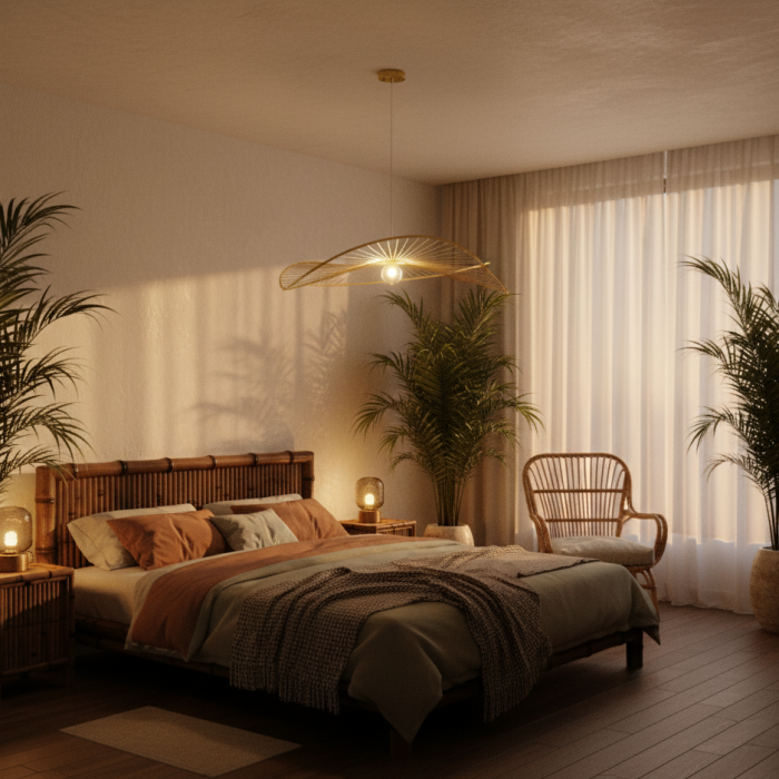 Lámpara de Techo DKD Home Decor Marrón Bambú 50 W 100 x 100 x 25 cm