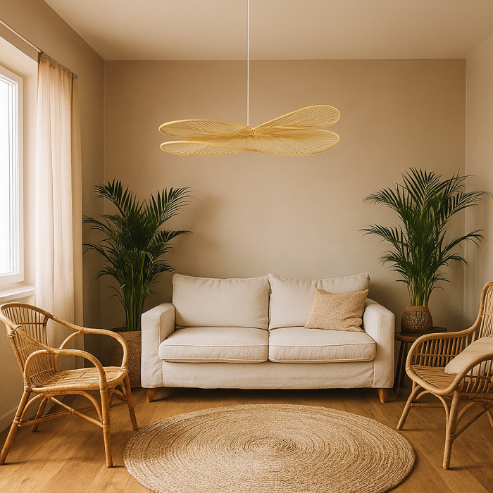 Lámpara de Techo DKD Home Decor Marrón Bambú 50 W 100 x 100 x 25 cm