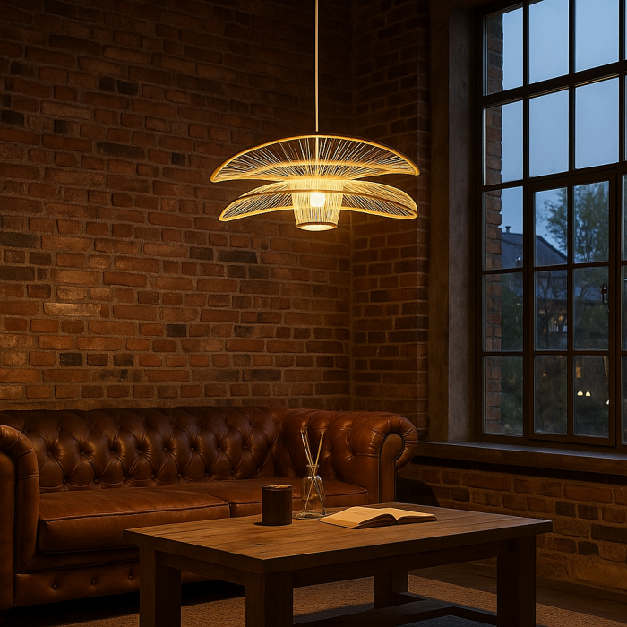 Lámpara de Techo DKD Home Decor Natural Bambú 50 W 80 x 80 x 29 cm