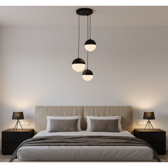 Lámpara de Techo DKD Home Decor Blanco Negro Metal Cristal 220 V (40 x 40 x 80 cm)