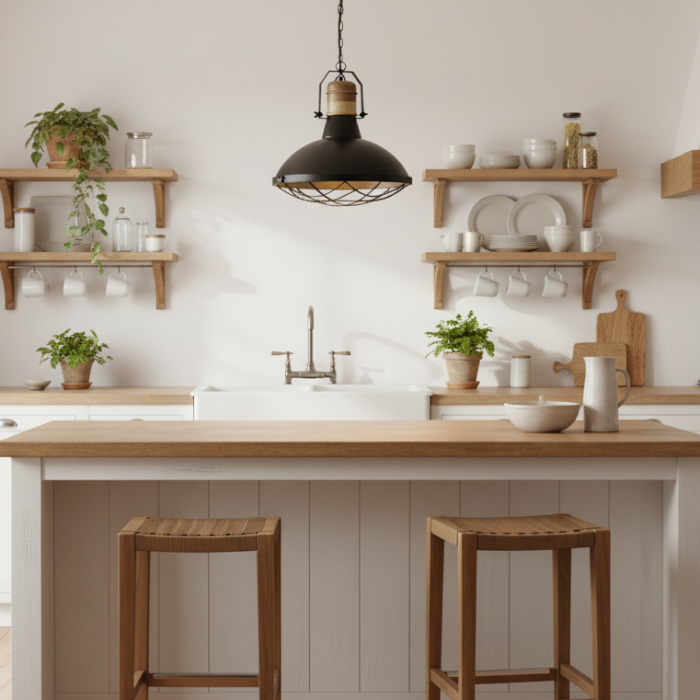 Lámpara de Techo DKD Home Decor 52 x 52 x 57 cm Negro Marrón Hierro Madera de mango 50 W