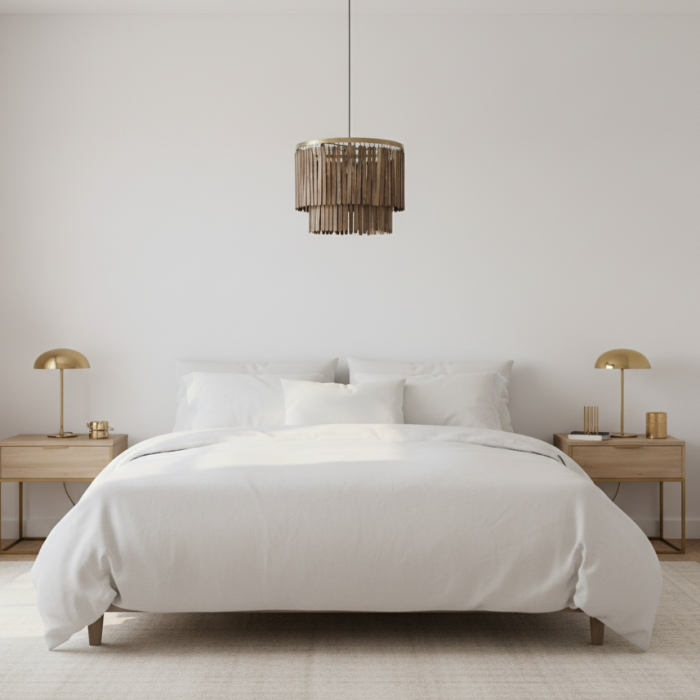 Lámpara de Techo Home ESPRIT Marrón Dorado Madera Metal Madera de mango 50 W 60 x 60 x 48 cm