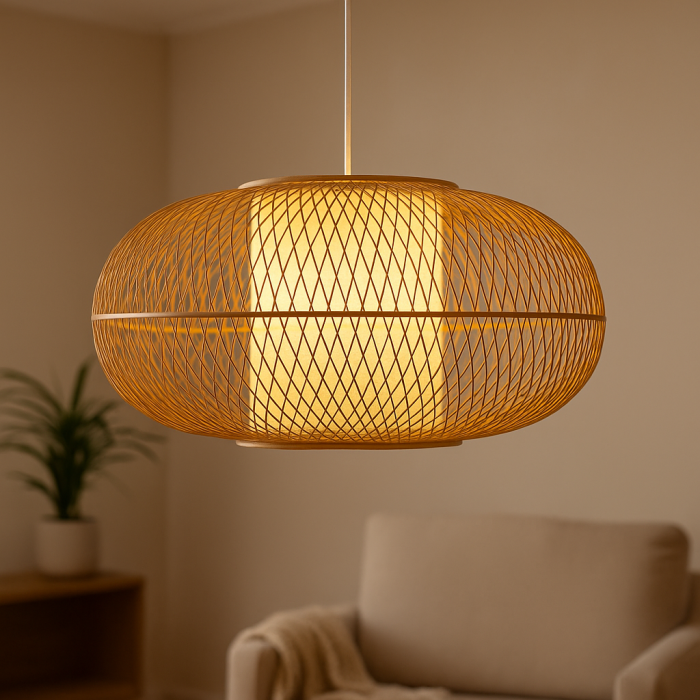 Lámpara de Techo DKD Home Decor Blanco Natural Bambú 40 W 83 x 83 x 40 cm