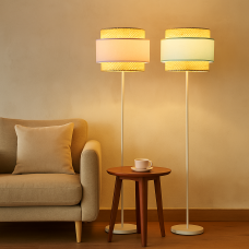 Floor Lamp DKD Home Decor 38 x 38 x 154 cm Pink Metal Green 220 V 50 W (2 Units)
