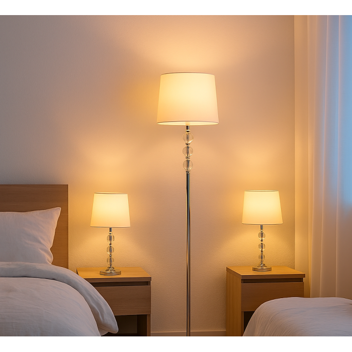 Floor Lamp Home ESPRIT White Silver 50 W 220 V 35 x 35 x 150 cm (3 Pieces)