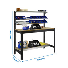 TEST: Banco de trabajo metalico SimonRack: 1445x1210x610 mm, 5 Baldas, 600 kg por balda, sin tornillos