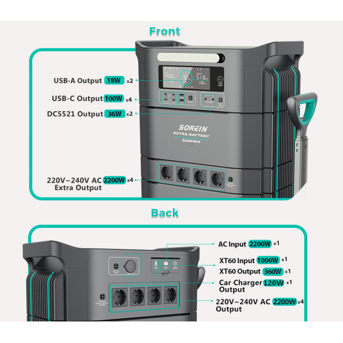 Batería de Almacenamiento de Energía Apilable Sorein A4 4234Wh LFP