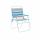 Marbueno Silla Plegable Aluminio Rayas Naranjas y Azules Playa y Piscina 52X56X80 cm 10462
