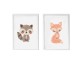 Set of 2 pictures Crochetts Multicolour MDF Wood 33 x 43 x 2 cm Squirrel Fox (2 Pieces)