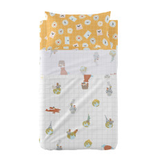 Juego de Sábanas HappyFriday Mr Fox World Trip Multicolor Cuna de Bebé 2 Piezas