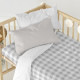 Sábana Bajera Ajustable HappyFriday Basic Kids Gris 60 x 120 x 14 cm Vichy