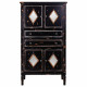 Cupboard Alexandra House Living Black Glass Fir wood 100 % Metal MDF Wood 38 x 142 x 80 cm