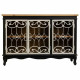 Sideboard Alexandra House Living Black Glass Fir wood MDF Wood 36 x 80 x 120 cm