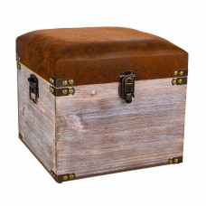 Taburete Alexandra House Living Marrón Poliuretano Madera MDF 30 x 28 x 30 cm