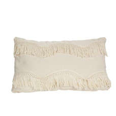 Cojín Romimex Blanco Con flecos 30 x 10 x 50 cm
