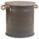 Caja de Almacenaje con Tapa Alexandra House Living Urban Marrón Cáñamo Metal Madera de abeto 35 x 35 x 37 cm Con asas Redonda