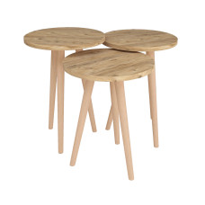 Juego de 3 Mesitas Alexandra House Living Natural Roble Madera MDP 35 x 49 x 35 cm 35 x 45 x 35 cm 35 x 47 x 35 cm