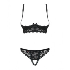 Conjunto de Lencería con Encaje Obsessive Letica Negro S/M