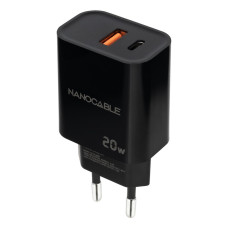 Cargador de Pared NANOCABLE Negro 20 W