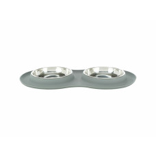 Dog Feeder Trixie Grey Stainless steel Ø 16 cm Double 2 × 0,3 L 47 × 3 × 26 CM
