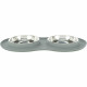 Dog Feeder Trixie Grey Stainless steel Ø 16 cm Double 2 × 0,3 L 47 × 3 × 26 CM