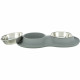 Dog Feeder Trixie Grey Stainless steel Ø 16 cm Double 2 × 0,4 L 40 × 5 × 23 cm (2 Units)