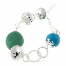 Pulsera Mujer Cristian Lay 436210 (23 cm) | Azul Verde Acero Plateado (23 cm)