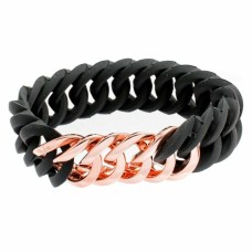 Pulsera TheRubz 100176 Negro Rosa Silicona Acero Inoxidable Rosado Acero/Silicona