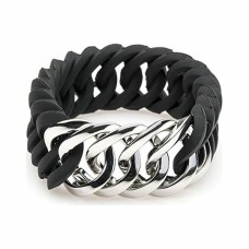 Pulsera TheRubz 100173 Negro Silicona Acero Inoxidable Plateado Acero/Silicona