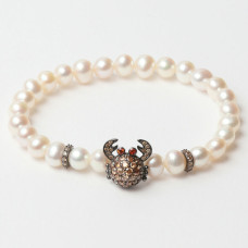 Pulsera Mujer Lancaster JLA-BR-CRAB-4-WH Marrón Blanco Plata de ley 16 mm