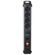 Regleta Enchufes 4 Tomas con interruptor Silver Electronics 49644 3680W Negro