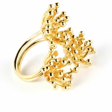 Anillo Mujer Shabama Deyá Flower Latón Bañado en oro Ajustable