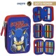 Triple Pencil Case Sonic Blue 12,5 x 6,5 x 19,5 cm