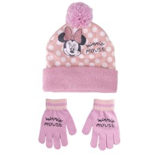 Gorro y Guantes Minnie Mouse 2 Piezas Rosa claro