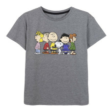Camiseta de Manga Corta Mujer Snoopy Gris Gris oscuro