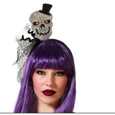 Diadema Calavera Halloween Plateado