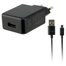 Wall Charger + USB Micro Cable KSIX USB 2A Black